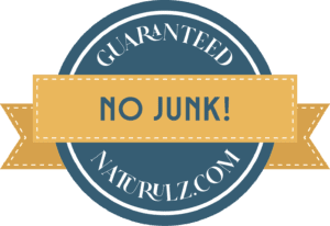 A blue and white sticker with the words guaranteed naturelz. Com