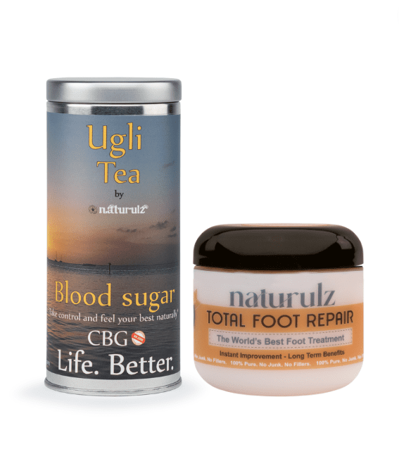 A can of tea and a jar of foot repair.