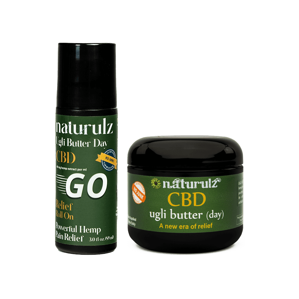 A bottle of cbd oil and a container