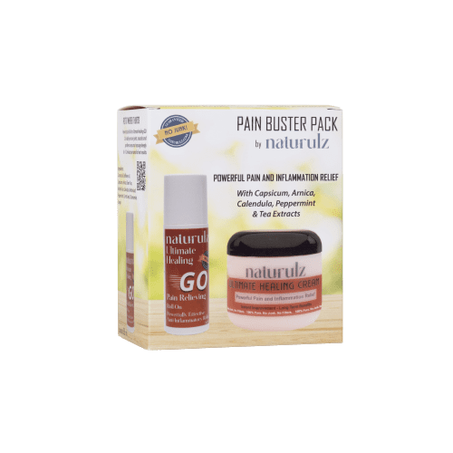 Power pain and inflammation relief with the Pain Buster Pack for at home and on the go with a 3oince (tsa friendly) roll-on